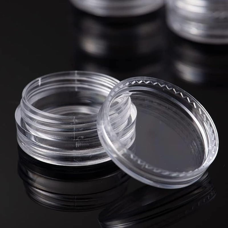 12 Pieces Empty Plastic Cosmetic Jars Travel Sample Jars Small Round Cosmetic Containers for Cream Lip Balm Sample (5g/5ml), Clear - Image 3