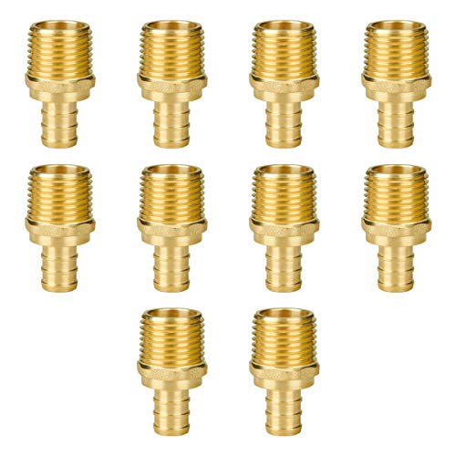 SUNGATOR Pex Fittings 1/2 Inch, 10-Pack 1/2" Pex Male Adapter, 1/2" NPT to 1/2" PEX, No Lead Brass, 1/2 Inch Pex Fittings For Pex Pipe, NSF, UPC Certified - Image 1