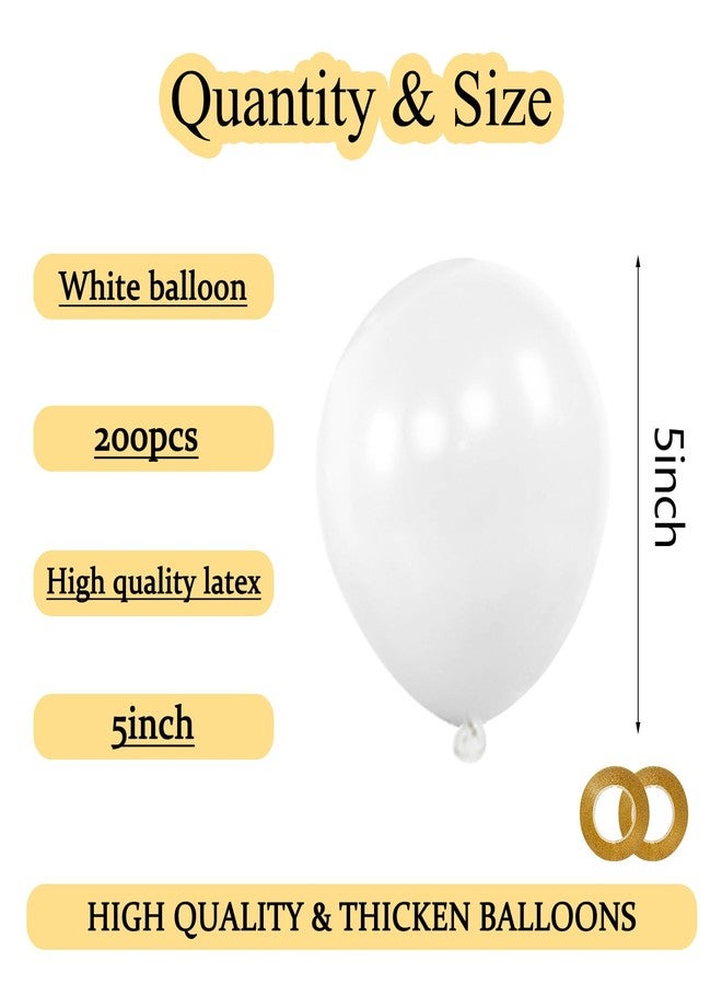 KAWKALSH 200pcs 5 Inch White Balloons, Small Mini Latex Balloons for Party Birthday Baby Shower Anniversary Festival Arch Garland Decoration (White) - Image 5