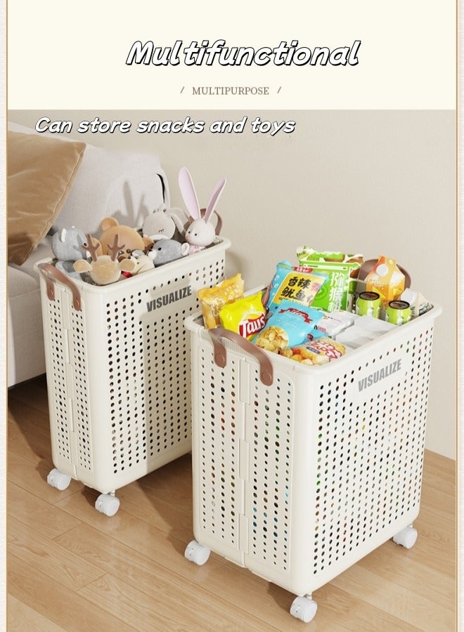 Foldable Laundry Basket, Large Capacity Portable Dirty Laundry Basket with Wheels, Lightweight Foldable Laundry Bin, Space-Saving Laundry Hamper, for Home, Laundry, Travel