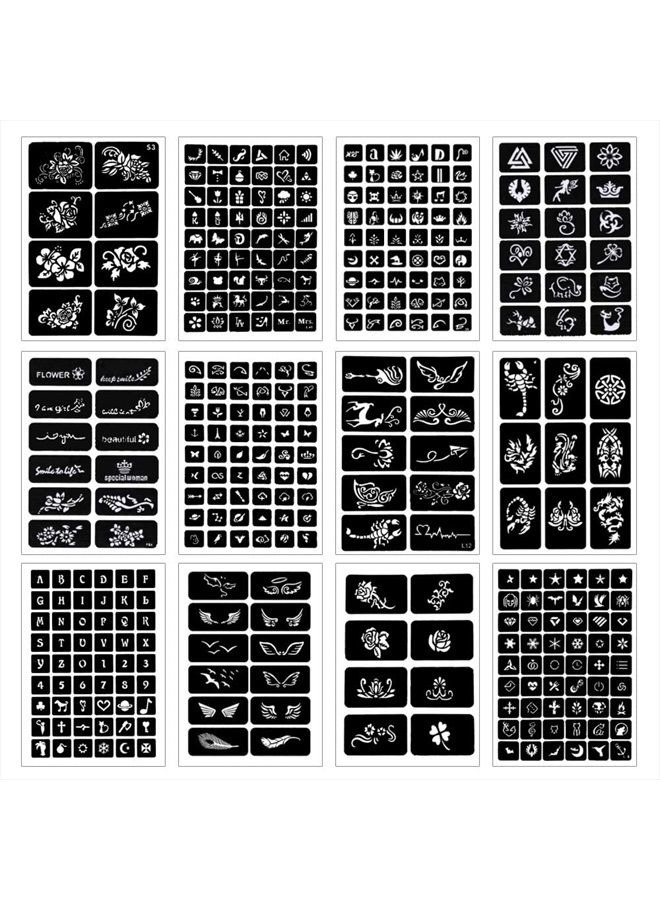 Koogel 524 PCS Semi Permanent Tattoo, 20 Sheets Henna Women Tattoo Stencil Temporary Tattoo Stickers for Face Paint Body Art - Image 5