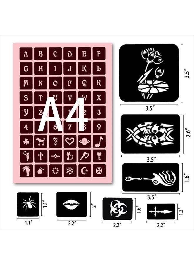 Koogel 524 PCS Semi Permanent Tattoo, 20 Sheets Henna Women Tattoo Stencil Temporary Tattoo Stickers for Face Paint Body Art - Image 2