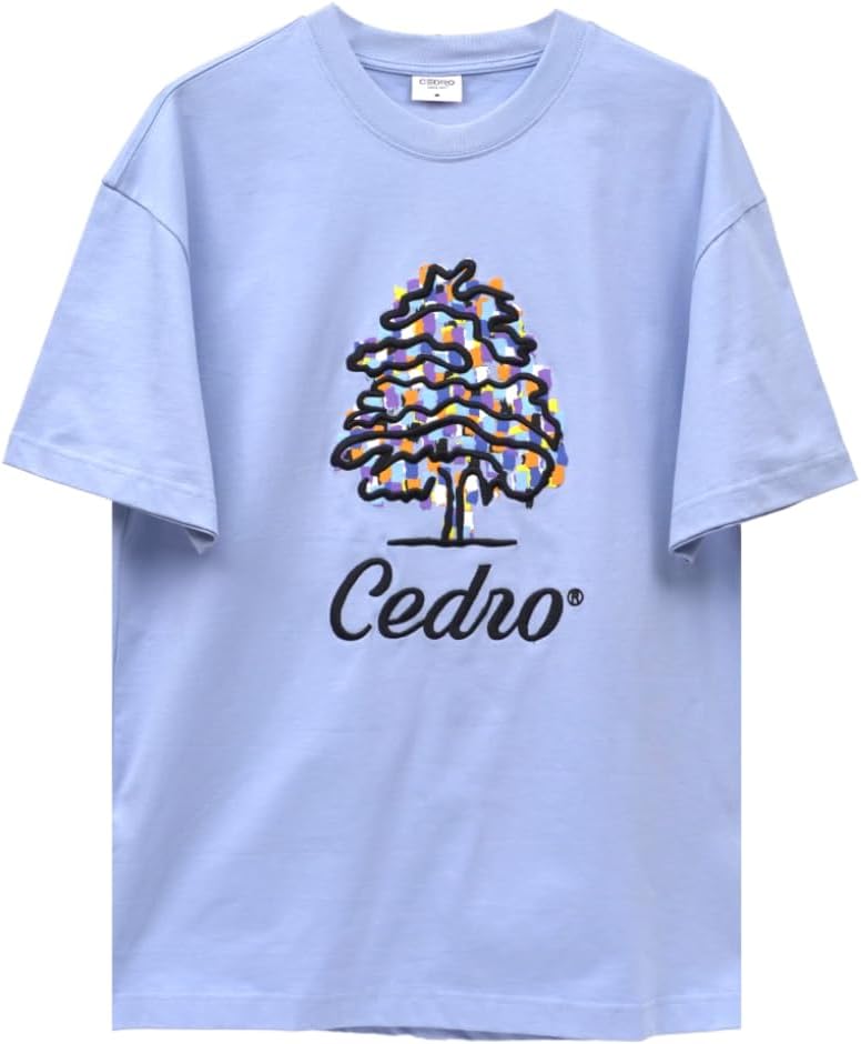 Cedro Men's Oversize Graphic Cotton Tee in Blue - Image 1