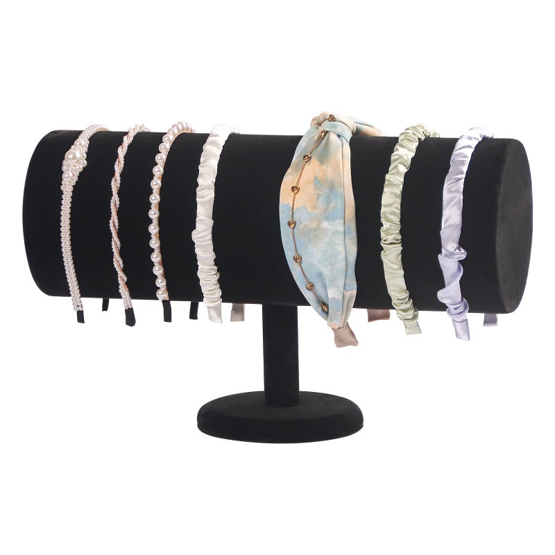 Coward T-Bar Beige Headband Holder Organizer,Hairband Display Stand,Hairband Storage Rack for Girls And Women (detachable black velvet) - Image 1
