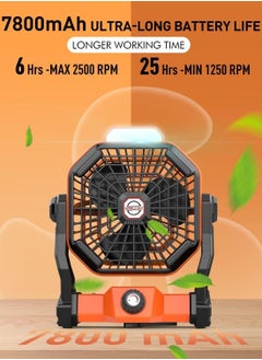 Halamine Camping Fan with LED, Portable Fan Rechargeable Outdoor,Desk Fan Cordless Fan for Tent Travel  - Image 2