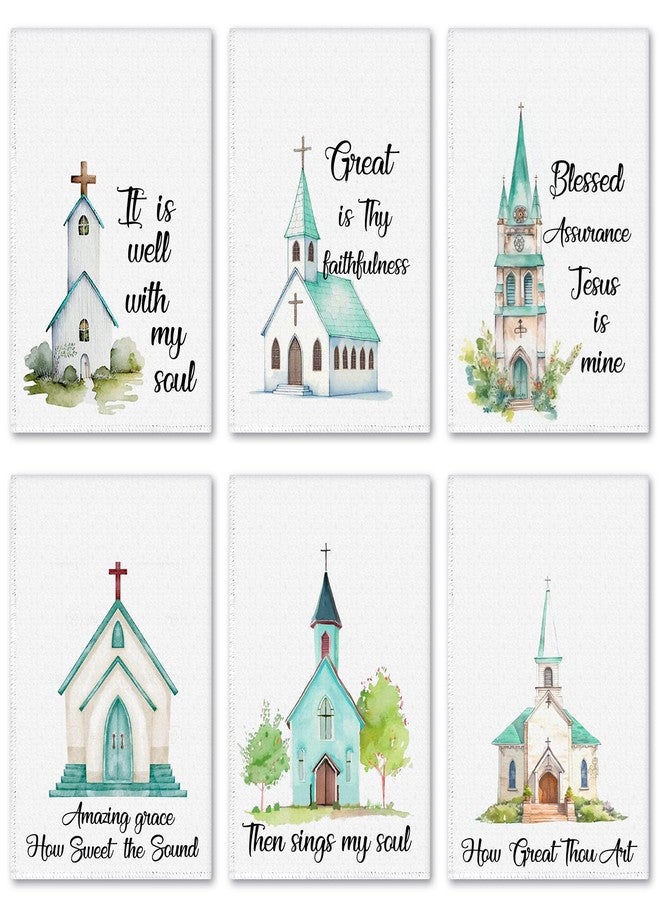 Hahafelt 6 Pcs Christian Bulk Church Hymn Tea Towels Christian Hand Towels Religious Gift for Mother's Day Church Gifts for Women Mom Mother Grandmother - Image 1