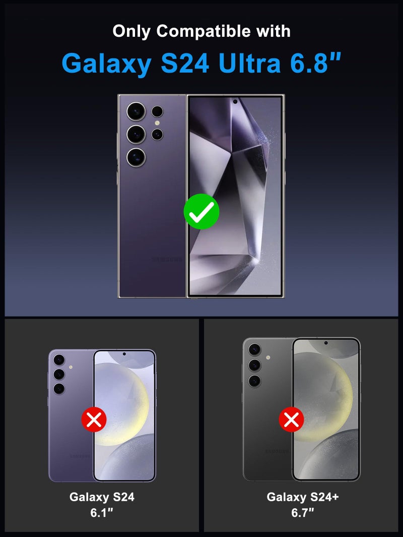 Vihibii for Samsung Galaxy S24 Ultra Case with Card Holder (4 Cards) & Slide Camera Cover & Kickstand, Shockproof Rugged Hard Back & TPU Soft Edge Wallet Case for Galaxy S24 Ultra (Dark Purple) - Image 2