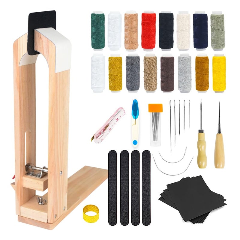 FASTTOBUY Stitch Pony, Leather Stitching Pony Table Desktop Ponyï¼ŒLeather Sewing Pony Horse Clamp with 4 Sand Strips and 4 Sand Papers for DIY Hand Stitching Leather Clamping