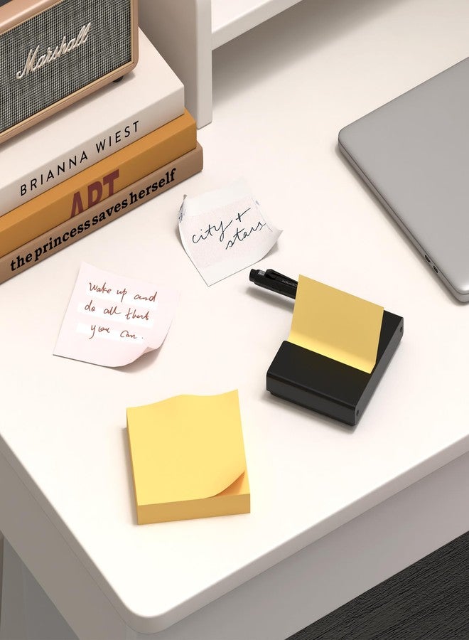 Alytree Sticky Note Dispenser, Magnetic Sticky Note Holder for Post It Notes, 3 x 3 Inch Sticky Note Pen Organizer for Office Home Classroom, Black - Image 2