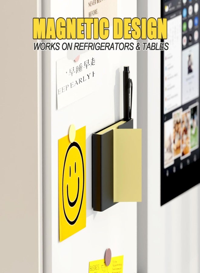 Alytree Sticky Note Dispenser, Magnetic Sticky Note Holder for Post It Notes, 3 x 3 Inch Sticky Note Pen Organizer for Office Home Classroom, Black - Image 3