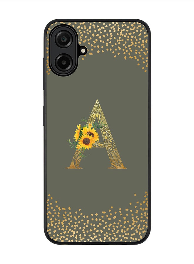 For Samsung Galaxy A07 4G Case,Slim fit Camera Protection, Shockproof Thin Phone cover  - Custom Floral Monogram - A  (Olive Green )