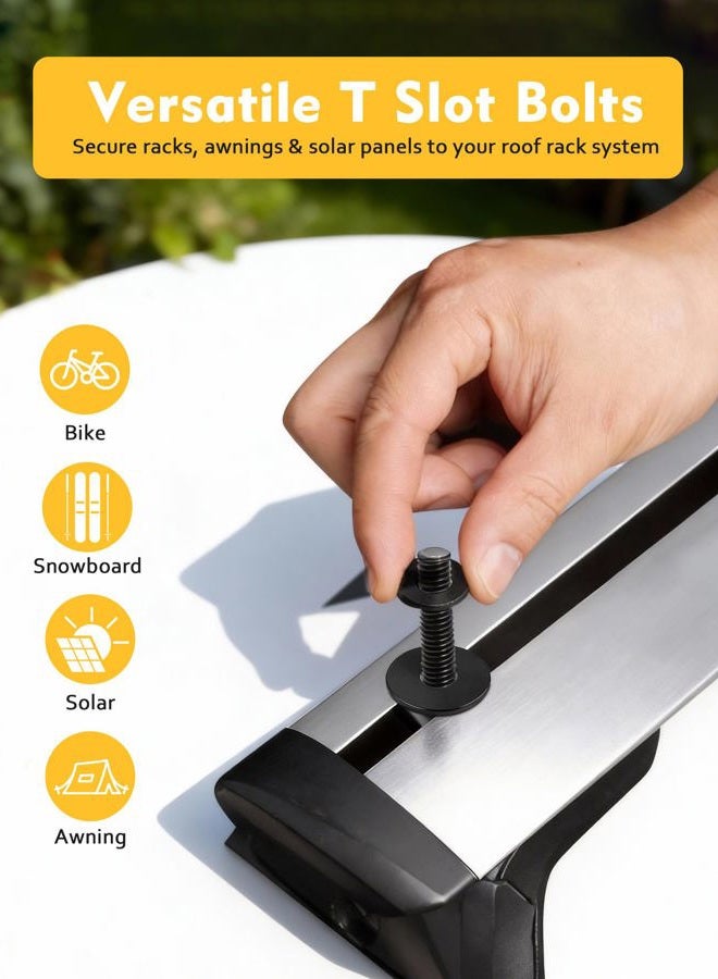 moroinriz T Slot Bolts for Thule, Yakima Roof Rack Cross Bars, Platform, Cargo Basket, Stainless Square T Track Bolt Adapter to Secure Bike/Ski/Kayak Rack, Solar Panel, Awning, M6x35mm, 4mm Thickness, Black - Image 3