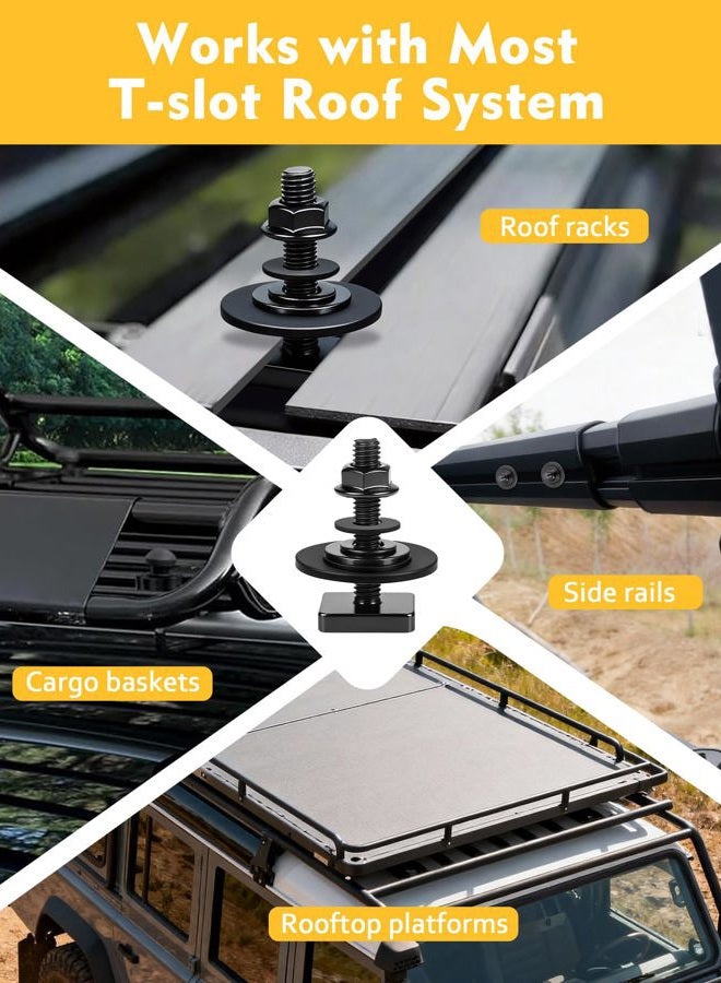 moroinriz T Slot Bolts for Thule, Yakima Roof Rack Cross Bars, Platform, Cargo Basket, Stainless Square T Track Bolt Adapter to Secure Bike/Ski/Kayak Rack, Solar Panel, Awning, M6x35mm, 4mm Thickness, Black - Image 4