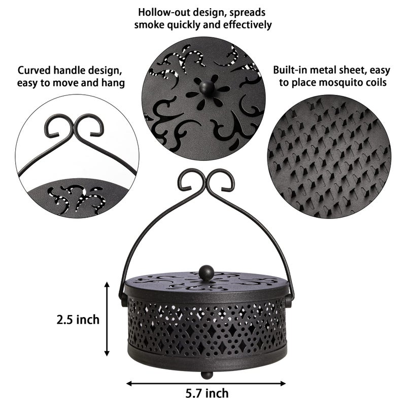 MyLifeUNIT Mosquito Coil Holder, Retro Portable Mosquito Incense Burner for Home and Camping (Black) - Image 2