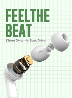 Faster Slick X Wireless Earbuds with Extra Ear Tips - 6 Hours Playtime with Bluetooth 5.4 - HiFi Stereo Sound - Gaming Bluetooth Earphones with Ultra-Low Latency - Deep Bass, Touch Control - For Exercise, Gym - Compatible with iPhone & Android (White)  - Image 3