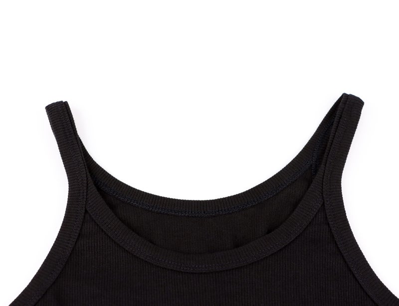 KAMISSY Women's Sleeveless Crop Tank Top Slim Fit Scoop Neck Ribbed Knit Basic Crop Cami Shirts Tops Black - Image 3