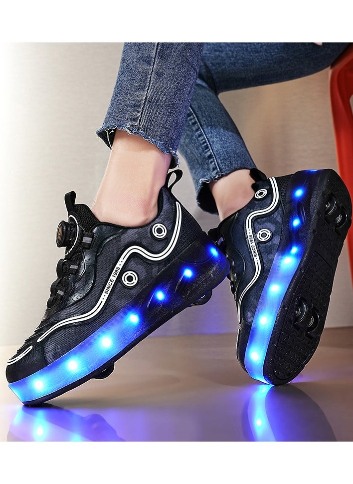 LITTLE ROCKZ - حذاء رياضي بإضاءة فلاش LED بعجلة مزدوجة، حذاء رياضي لامع أنيق مع نعل لايتنينج - Image 1