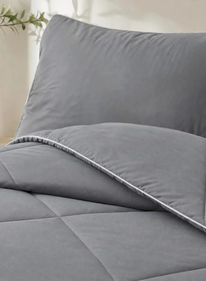 Styli 1-Piece Solid Comforter Grey, 90X100 Inches