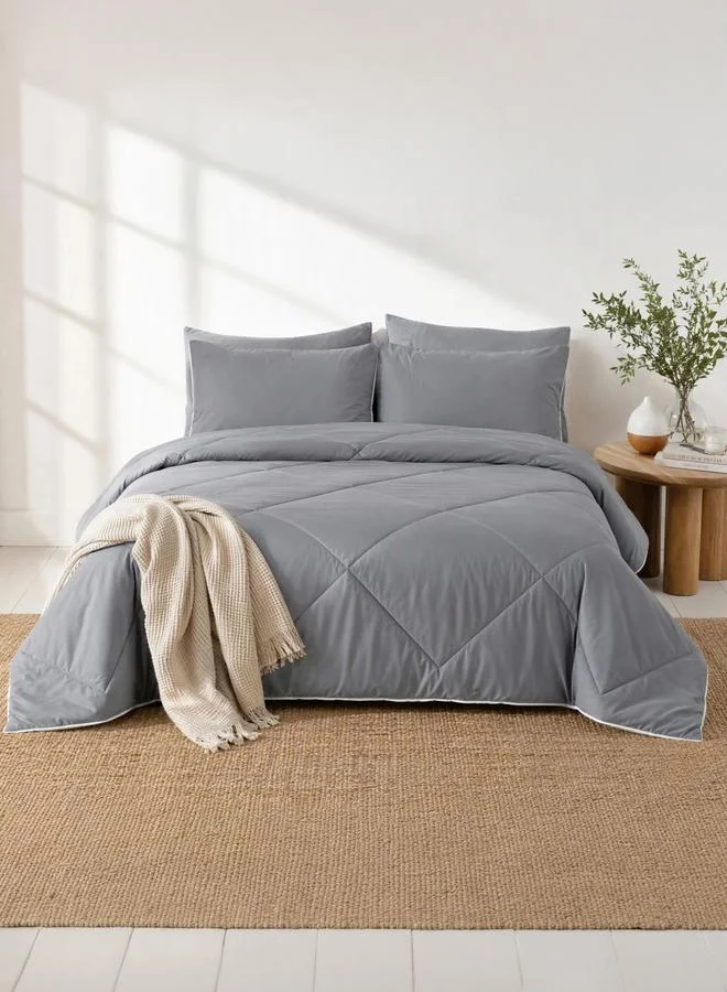 Styli 1-Piece Solid Comforter Grey, 90X100 Inches