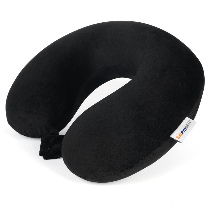 SAIREIDER SAIREIDER Travel Pillows for Sleeping Airplane 100% Pure Memory Foam Neck Pillow for Airplanes Washable Cover with Storage Bag (Grey)  - Image 3