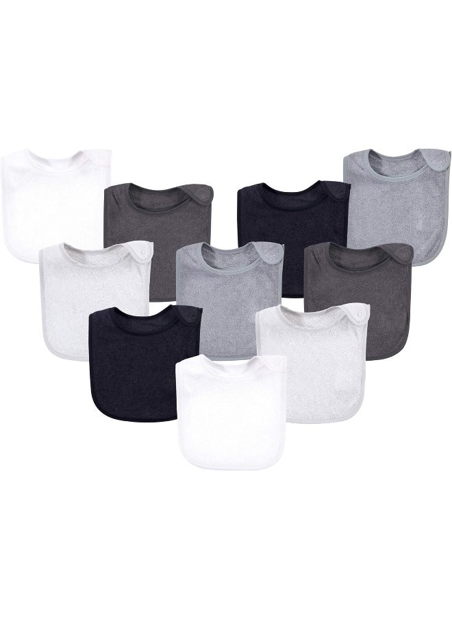 hudson baby Hudson Baby Unisex Rayon from Bamboo Terry Bibs, Black White, One Size Bandana  - Image 1