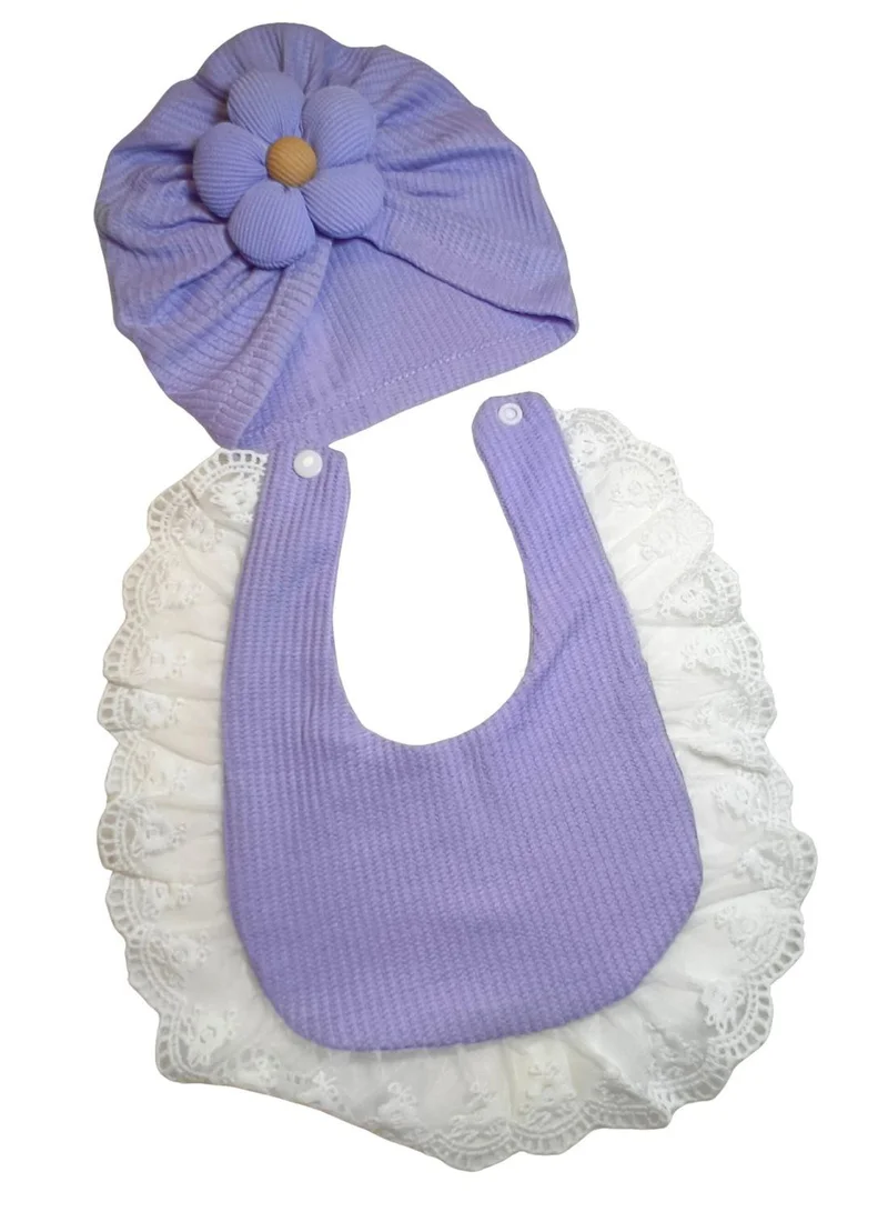 بيبي كلو Baby Girl Floral Cap and Bib Set