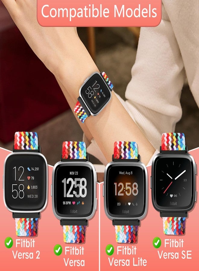 سوار مطاطي من TumpCez لساعات Fitbit Versa 2/Versa Lite/Versa SE، مناسب للرجال والنساء، مصنوع من النايلون المضفر المرن، سوار رياضي للمعصم لساعات Fitbit Versa - Image 2