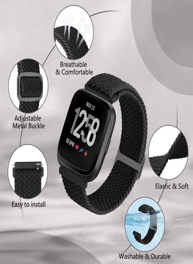سوار مطاطي من TumpCez لساعات Fitbit Versa 2/Versa Lite/Versa SE، مناسب للرجال والنساء، مصنوع من النايلون المضفر المرن، سوار رياضي للمعصم لساعات Fitbit Versa - Image 4