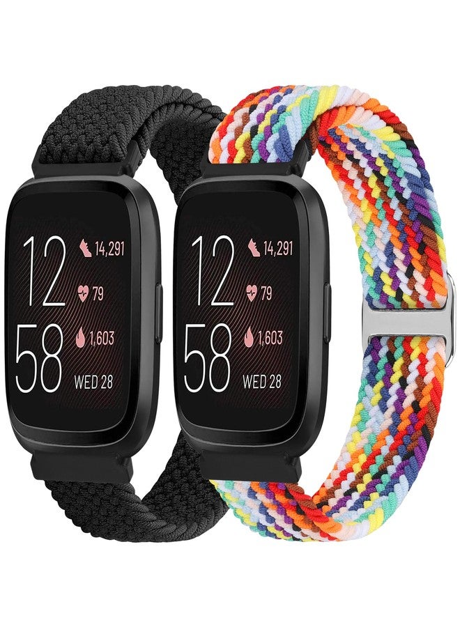 سوار مطاطي من TumpCez لساعات Fitbit Versa 2/Versa Lite/Versa SE، مناسب للرجال والنساء، مصنوع من النايلون المضفر المرن، سوار رياضي للمعصم لساعات Fitbit Versa - Image 1
