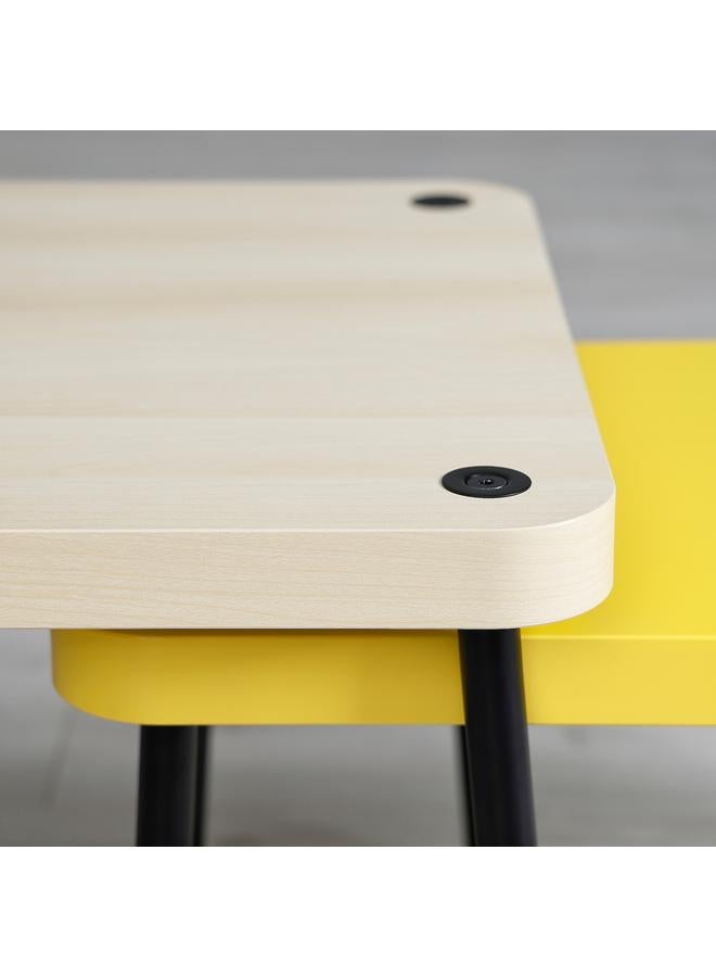 erorex Nest of tables, set of 2, yellow/birch effect - Image 3