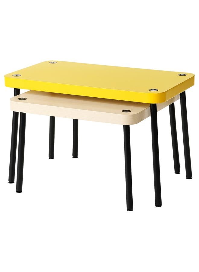erorex Nest of tables, set of 2, yellow/birch effect - Image 2