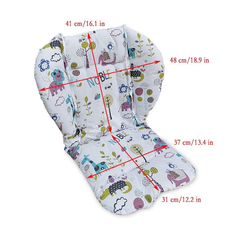 Twoworld High Chair Cushion, Large Thickening Baby High Chair Seat Cushion Liner Mat Pad Cover Breathable (Animal World) - Image 3