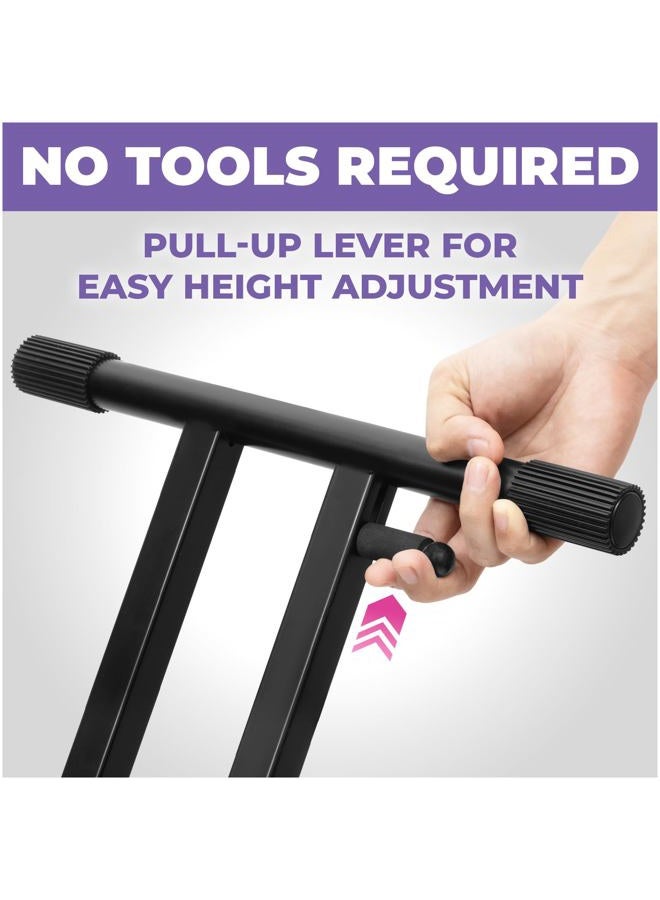 Liquid Stands Piano Keyboard Stand - X Style Adjustable and Portable Heavy Duty Music Stand for Kids and Adults - Fits 54 61 88 Key Electric Pianos - Double Braced Foldable Digital Piano Table Stand - Image 3