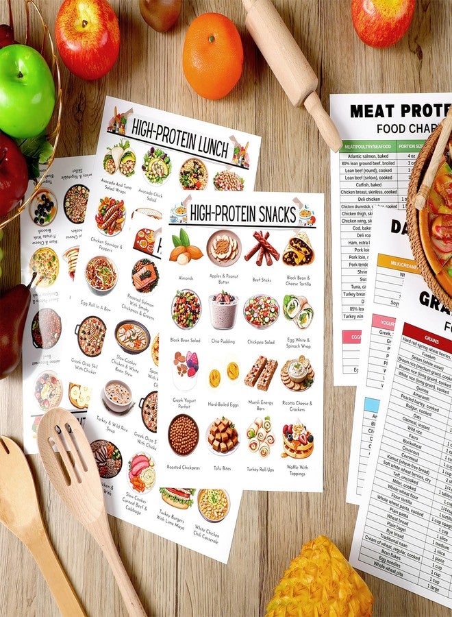 Sinload 12 Pcs High Protein Food List Posters Protein Meal Plan and Grocery List Rich Protein Food List for Kitchen Wall Daily Decor - Image 4