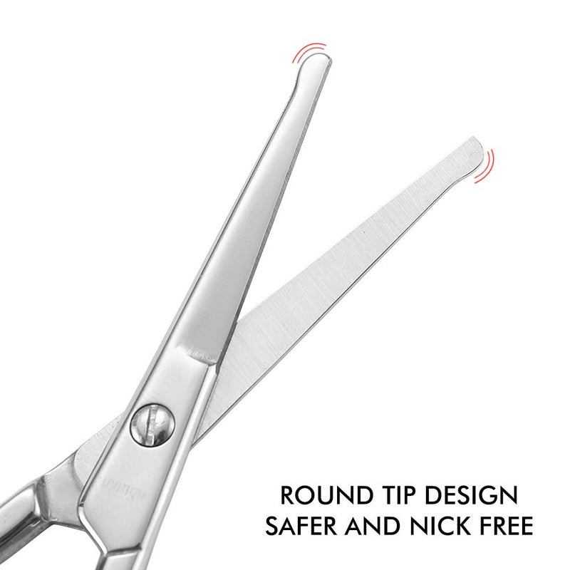 LIVINGO Premium Curved and Rounded Nose Hair Scissors for Men, 2 PC Set Nail Cuticle Manicure Scissors Shears Kit for Beard/Mustache, Ear, Facial Hair, Eyebrows, Eyelashes for Women - Image 4