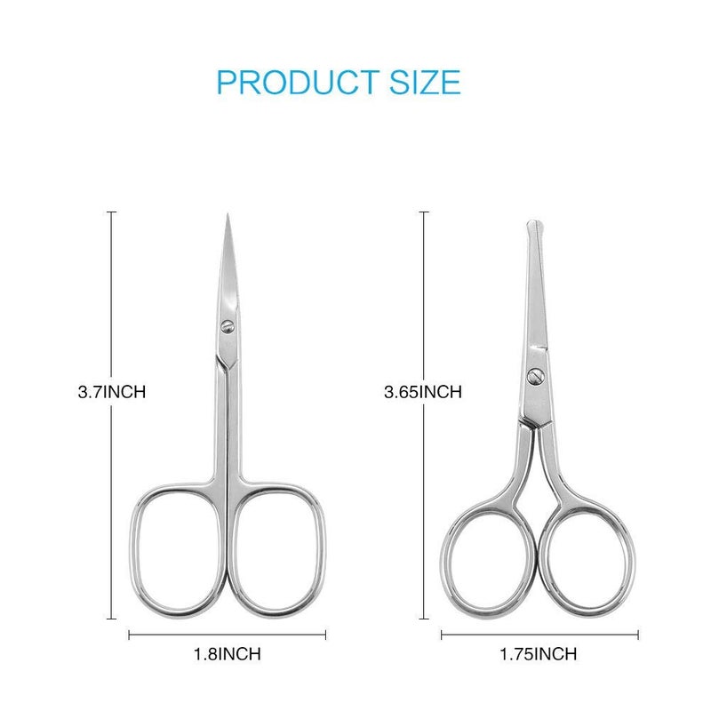 LIVINGO Premium Curved and Rounded Nose Hair Scissors for Men, 2 PC Set Nail Cuticle Manicure Scissors Shears Kit for Beard/Mustache, Ear, Facial Hair, Eyebrows, Eyelashes for Women - Image 3