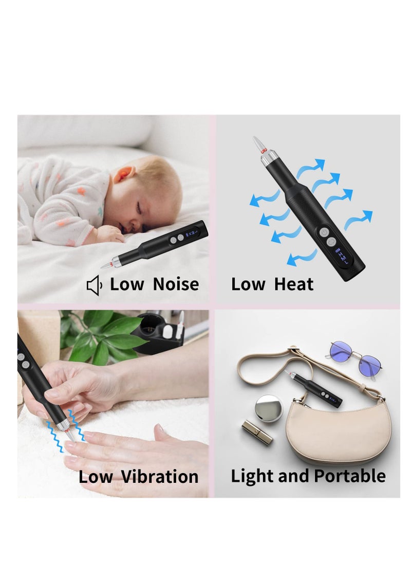 Cordless Electric Nail Drill and Pedicure Polishing, Portable Professional Rechargeable Efile Nail File Machine, Black - Image 4