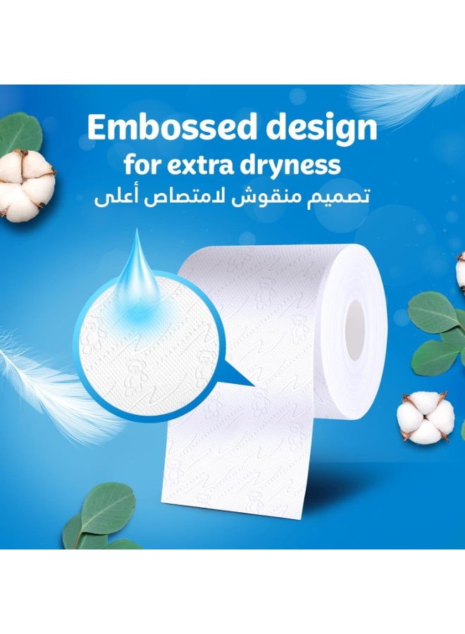 ورق تواليت جاف وناعم، مكون من طبقتين، 4 لفات، مناديل حمام منقوشة بلمسة من القطن - Image 4