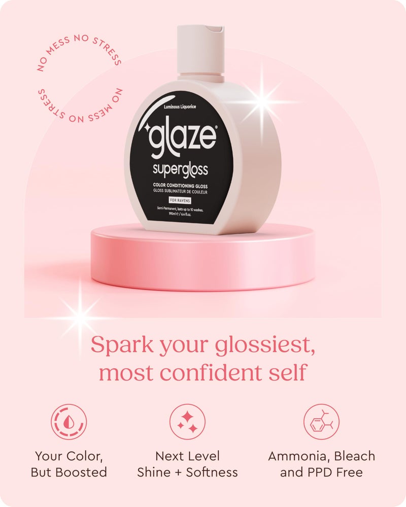 Glaze Conditioning Hair Gloss Tinted Moisturizer for Dark Brown/Black Hair - Boosts Color, Repairs Damage & Adds Mirror Shine - Luminous Licorice, 6.4 oz - Image 3