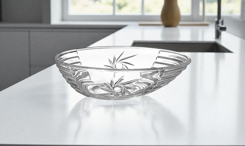 B&D Crystal Glass Decorative Serving Bowl with Ripple Pattern - Image 5