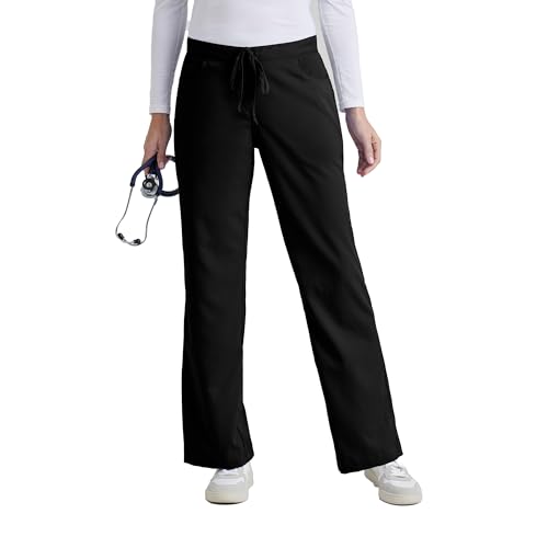 Barco Grey's Anatomy Women's Junior Fit Elastic Back 5 Pocket Drawstring Scrub Pant, Black, X-Large - Image 1