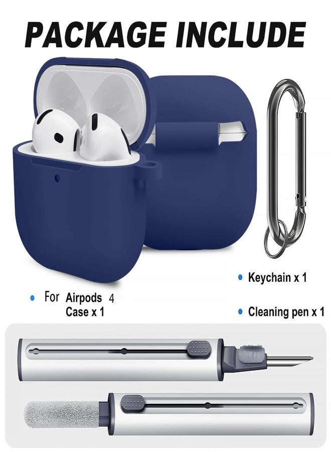 Woyinger Silicone Case Cover for AirPods 4th Gen, Soft Skin, Full Protection, Keychain, Cleaner Kit (Midnight Black) - Image 2