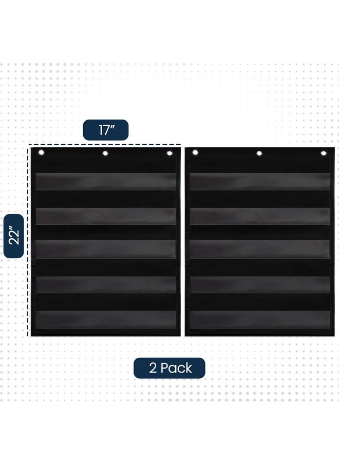 Essex Wares - 2 Pack, 17" Wide X 22" Tall Pocket Chart, Black - Sturdy Pocket Chart For Classroom For Sentence Strips - Easy To Use & Hang, Reusable Black Pocket Chart  - Image 2