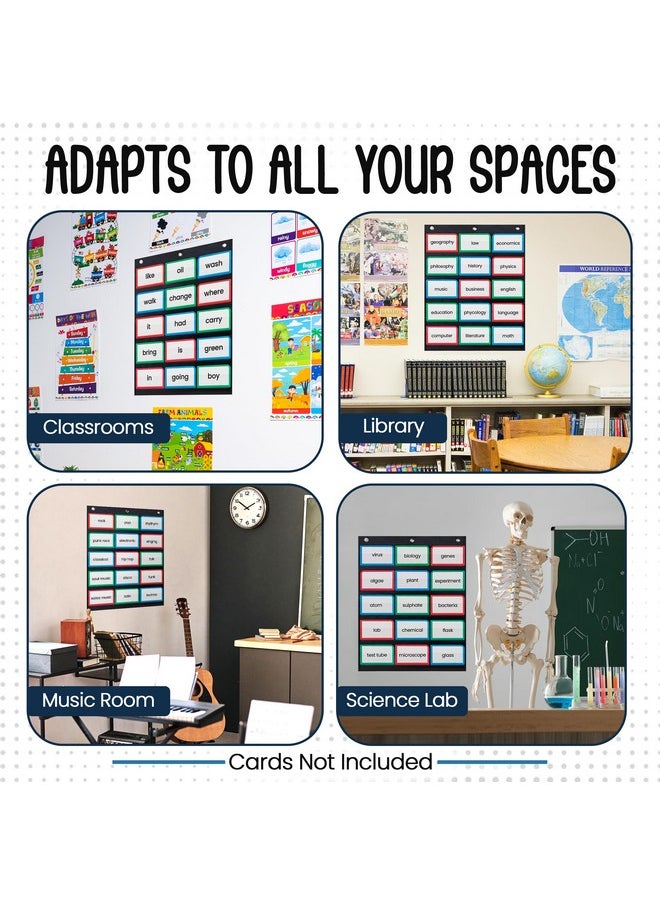 Essex Wares - 2 Pack, 17" Wide X 22" Tall Pocket Chart, Black - Sturdy Pocket Chart For Classroom For Sentence Strips - Easy To Use & Hang, Reusable Black Pocket Chart  - Image 4