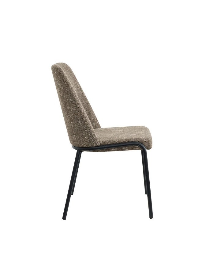 DANUBE HOME طقم كراسي طعام أجاتا من القماش - كراسي طعام مبطنة أنيقة باللون البني/الأسود لغرفة الطعام - إطار معدني، مقاعد مريحة، مثالية لجلوس 2 - الحجم: L60xW49.5xH90.5cm - Image 3
