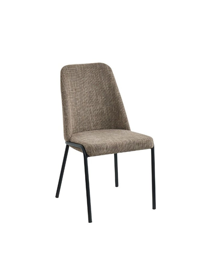 DANUBE HOME طقم كراسي طعام أجاتا من القماش - كراسي طعام مبطنة أنيقة باللون البني/الأسود لغرفة الطعام - إطار معدني، مقاعد مريحة، مثالية لجلوس 2 - الحجم: L60xW49.5xH90.5cm - Image 2