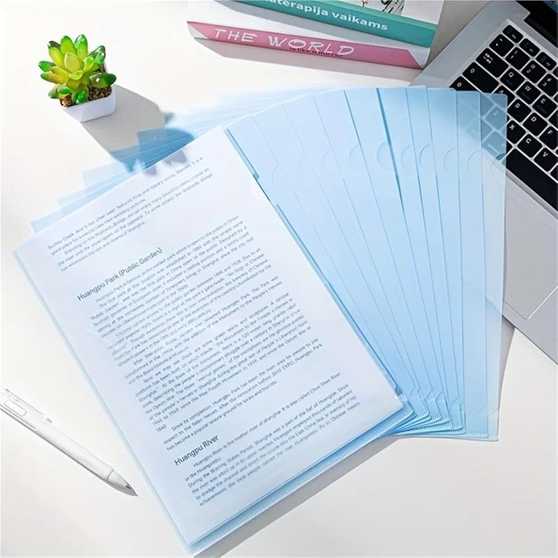 Blue L Shaped A4 File Folders 30pcs Durable PP Material Secure Clip Closure for Office School Home Organization - Image 3