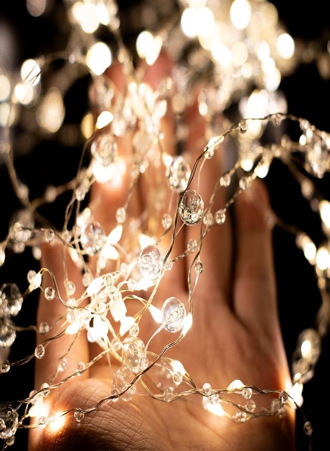 Desidiya® Crystal Fairy Led Curtain String Diwali Lights for Decoration for Home, Warm White Indoor & Outdoor Diwali, Christmas, Wedding, Party, Festival Curtain Lights, Crystal Beads Fairy Lights - Image 4