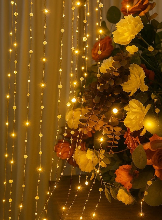Desidiya® Crystal Fairy Led Curtain String Diwali Lights for Decoration for Home, Warm White Indoor & Outdoor Diwali, Christmas, Wedding, Party, Festival Curtain Lights, Crystal Beads Fairy Lights - Image 1