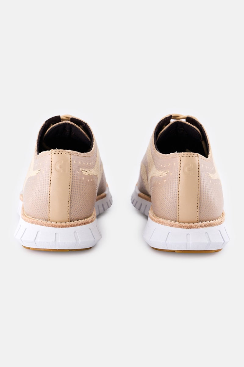 COLE HAAN Men Wide ZG Rmstd Embro Lace Up Casual Shoes, Tan - Image 3